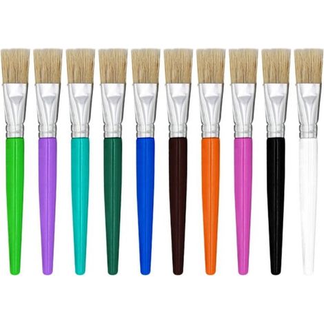 Brosse À Peinture - Soies De Cochon - Plate Large - Pour Enfants À Partir De 3 Ans - 10 Pièces (1/5)
