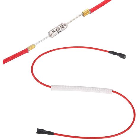 Fusible thermique universel pour cuiseur à riz, 192°C 10A 250V, fusible thermique métallique avec bornes et gaine en fibre de verre pour pièce de réparation électrique (1/5)