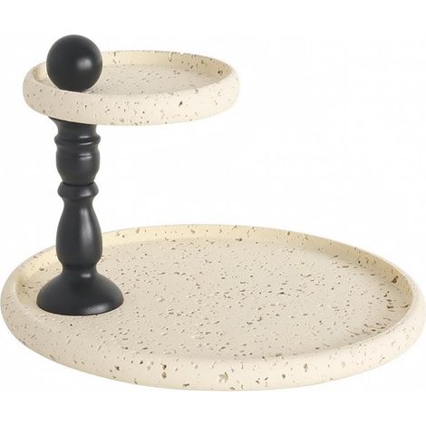 Elegant Natural Stone Effect Tray, Yellow, Double Layer (1/5)