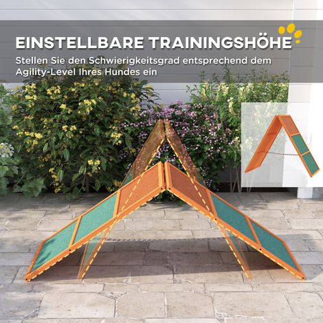 Rampe chien pliable, hauteur réglable, antidérapante, bois sapin, jusqu'à 40 kg, 173 x 59 x 66 cm, Orange/Vert (1/5)