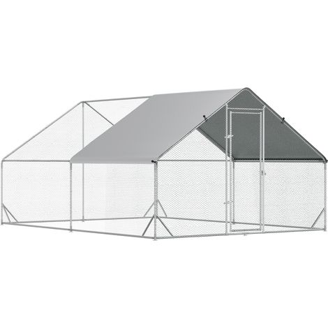 Enclos extérieur pour poules, chenil et volière 12 m² - Parc grillagé 3L x 4l x 2H m - Abri couvert - Acier galvanisé (1/5)