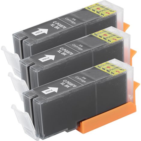 Lot de 3 cartouches d'encre noires en plastique PGI-870 pour imprimantes Canon MG5780/TS6080/TS5080, 25 ml