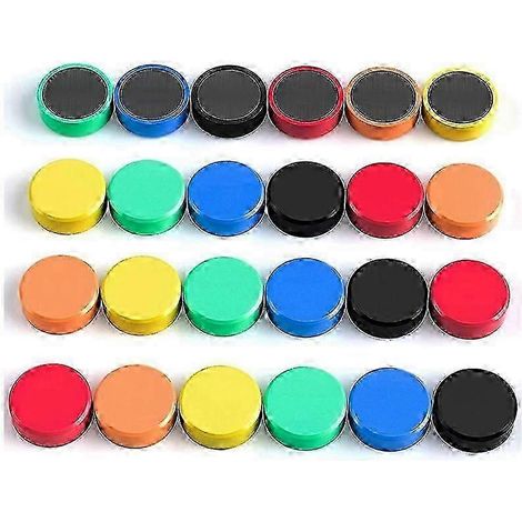 Lot de 60 aimants (25-26), aimants pour tableau blanc, aimants pour tableau magnétique, aimants pour réfrigérateur, aimants ronds colorés, puissants (1/4)