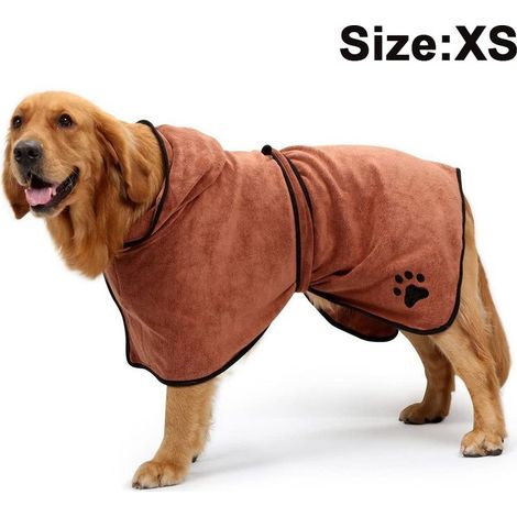 Peignoir pour chien en microfibre douce, ultra-absorbante et luxueuse, avec capuche et ceinture, pour chiens de grande, moyenne et petite taille. (1/5)