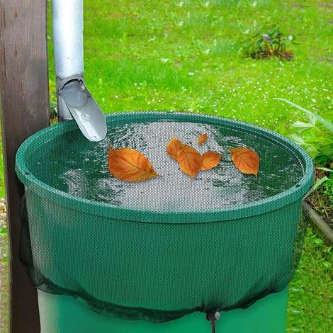 3pcs Housse collecteur eau pluie, Filet avec cordon, Protection débris, Polyester durable, Usage extérieur (1/4)