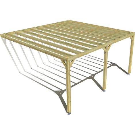 Pergola bois • 5m x 5m • adossée • sens profondeur • livraison comprise (1/3)