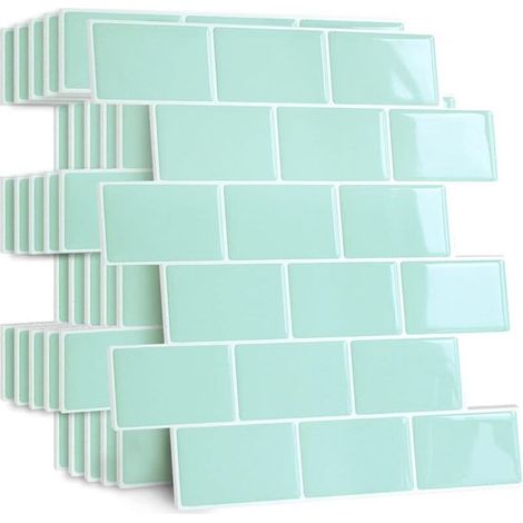 Aougo – Carrelage adhésif mural 12x12 pouces – Résistant à l'eau et à l'huile – Couverture 40 % surface en plus – Colle PET + PU pour cuisines et salles de bain (1/5)