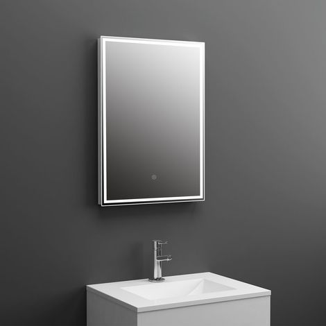 Hudson Reed Lyra LED Touch Sensor Rectangular Bathroom Mirror 700mm H x 500mm W (1/4)