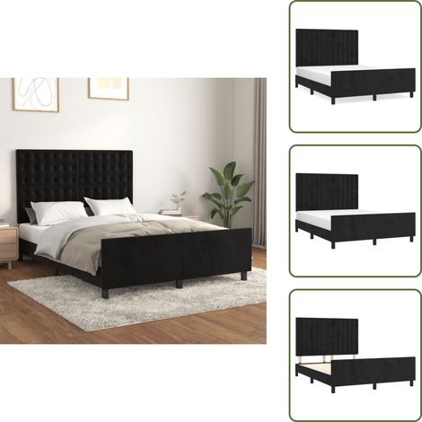 Bettgestell ohne Matratze Schwarz 140x190 cm Samt - Samtsofa - Bettessel - Doppelbett - Boxspringbetten - Hochbett