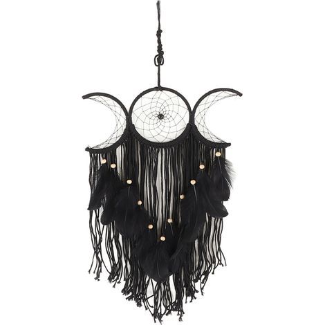 Attrape-rêves tissé à la main, décoration murale minimaliste pour salon, bureau, café, chambre, noir (1/5)