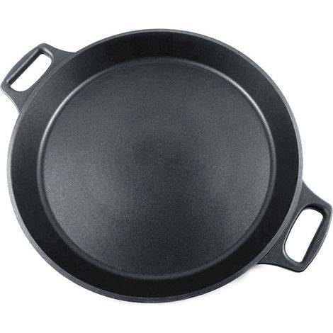Poêle à Frire à Double Poignée en Alliage d'Aluminium Poêle de Cuisson Universelle Antiadhésive Ustensile de Cuisine pour Camping Extérieur Intérieur Griller Cuisinière 32 cm / 12,6 pouces (1/5)