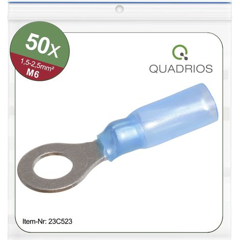 Quadrios 23C523 Cosse à oeillet Section max.=2.5 mm² Ø du trou=6.5 mm partiellement isolé bleu 50 pc(s) (1/5)