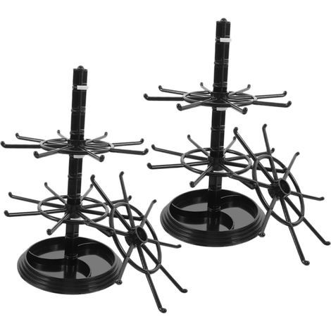 2 Pièces Porte-clés Support Organisateur de Bijoux Rack de Bijoux Support de Collier Rotatif Porte-Bijoux Porte-Collier Affichage de Support de Collier Porte-jois Plastique Noir (1/5)
