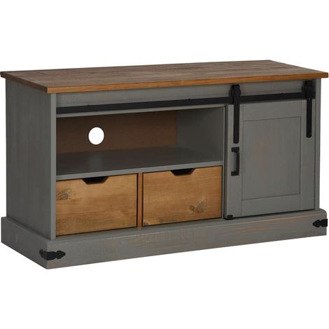 Maison Exclusive - Mobile Porta TV HALDEN con Anta Scorrevole Grigio 110x40x60 cm