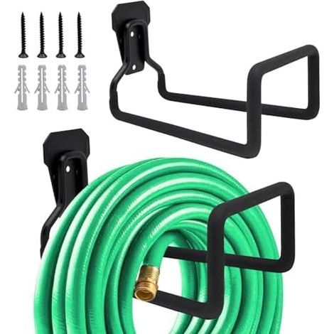 2 Pièces Support de Tuyau d'Arrosage - Enrouleur Tuyau, Crochets Muraux Métalliques Robustes Pour Jardin, Garage & Extérieur la Cour (1/5)