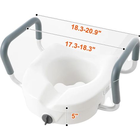 Toilettensitzerhöhung, 5 Zoll Höhe, verstellbare Armlehnen, 5 Zoll (1/2)