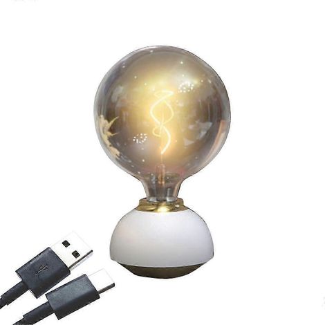 Lámpara de mesa LED táctil regulable con forma de bombilla, de color blanco, para la decoración de interiores del dormitorio. (1/5)