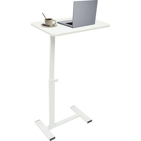 Table de chevet équipée de roulettes, bureau pour ordinateur portable de type chariot d'hôpital et de maison réglable de 63 à 103 cm, bureau mobile sur pied, blanc (1/5)