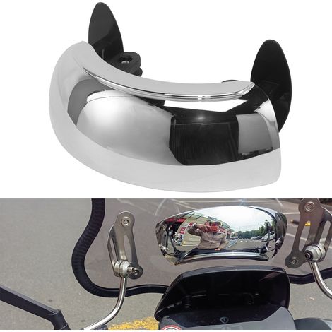 Rétroviseur grand angle chromé pour motos – Convient aux motos tout-terrain – Rétroviseur à 180° sans angle mort – Rétroviseur grand angle incurvé (pièce de rechange) (1/5)