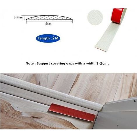Selbstklebende PVC-Schwellenleiste 2 m, ideal für Fliesen- und Parkettfugen, 5 cm, beige. (1/3)