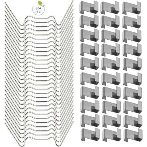 100 PCS Clips de serre pour verre, Clips de fenêtre de serre en acier inoxydable Accessoire pour serre(50 PCS 304 Clips de fil en acier inoxydable W, 50 PCS de chevauchement en acier inoxydable 301 Z) (1/5)