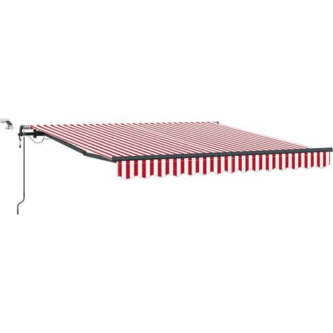 Maison Exclusive - Ausziehbare Markise Rot und Weiß 350 x 250 cm (1/5)