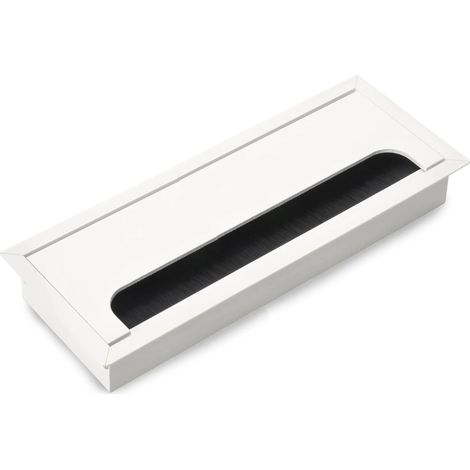 Gestion des câbles rectangulaire 80 x 200 mm pour meubles de bureau encastrés, organisateur de câbles 2 x [Argent]. (1/3)
