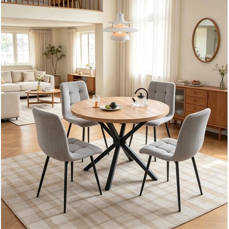 Set di 4 sedie da pranzo 43x44x89,5 cm in tessuto a coste grigio, schienale alto – MEUBLIV (1/5)