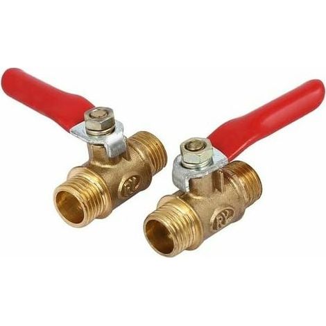 1/4 male thread brass 180 degree lever ball valve hose connectors 2pcs (1/2)