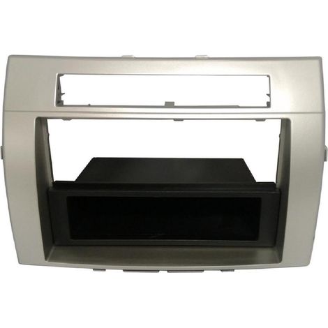 Facade Autoradio FA229C compatible avec Toyota Corolla verso 04-09 - Argent 1Din avec vide poche