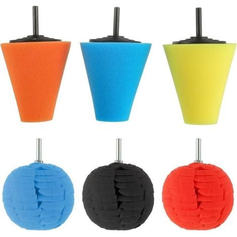 Juego de 6 esponjas para pulir bujes de ruedas de coche, mango de 7,6 cm para la limpieza de bujes, cono para pulir metales. (1/5)