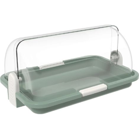Vetrinetta 30x20 h14 vassoio verde da portata banco cupola trasparente Contenitore Espositore per Alimenti Plastica Atossica per Hotel e Ristoranti (1/5)