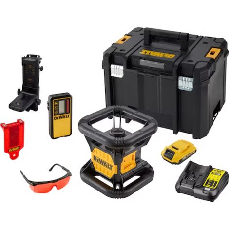 Dewalt – Niveau laser rotatif 18V DCE074D1R – Précision +/- 3 mm à 30 m – Portée jusqu'à 457 m – IP54 pour chantiers humides – Coffret inclus