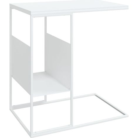 Table d'appoint en forme de C 55 x 36 x 59,5 cm bois d'ingénierie blanc et fer DEC040260 (1/5)