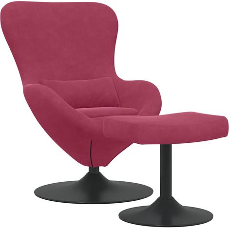 Maison Exclusive - Chaise Œuf avec Pouf Bordeaux Velours