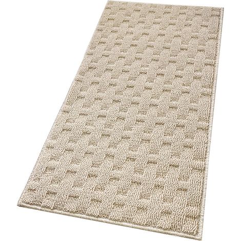 Tappeto Bagno Morbido Assorbente Antiscivolo 3D Intrecciato Scendiletto Lavabile 45x75 Cm - Beige