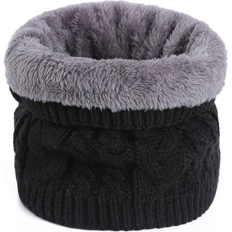 Tour de cou unisexe pour couples, doublé polaire - tour de cou épais en maille torsadée, idéal pour le vélo en automne et en hiver - protection contre le vent froid, tour de cou en laine tricotée, bei (1/4)