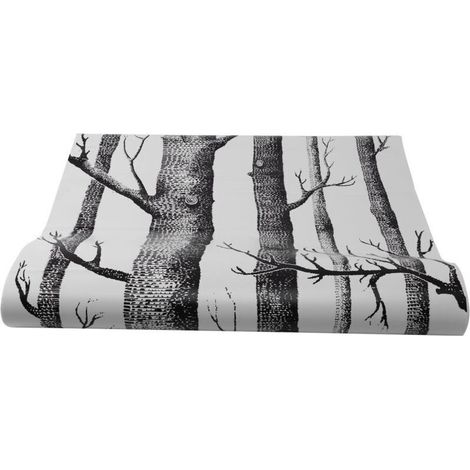 Papier Peint Arbre de Bouleau Blanc Noir pour Chambre à Coucher Design Moderne Salon Rouleau Bois ForêT Rustique (1/4)