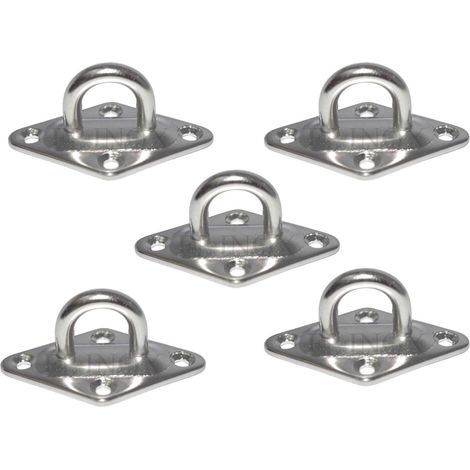 Pontet Inox Sur Platine - Lot de 5 - Acier A2 Motif Losange - Fixation Robuste Sangle Harnais - 36x59mm Argenté (1/3)