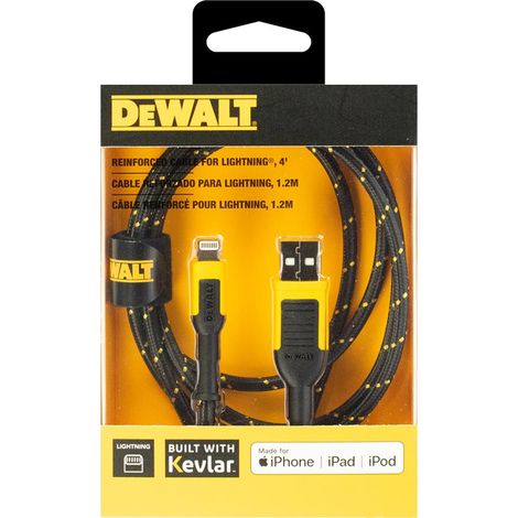 Dewalt MFi-Certified Lightening USB iPhone Charging Cable 4ft 1.2m Reinforced (1/4)