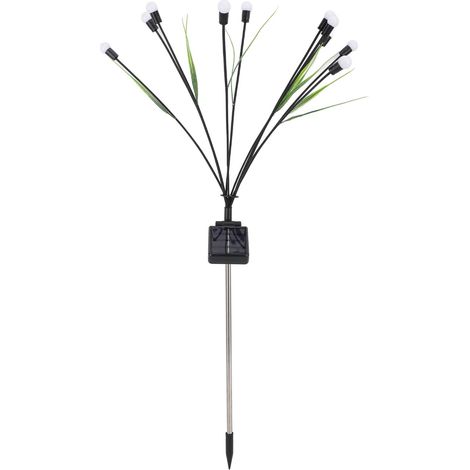 LED-Glühwürmchenlichter 800mAh IP65 wasserdicht Solar-Glühwürmchen-Dekorationslichter für Weihnachten, Hochzeiten, Garten, warmweiß, schwarzer Stab mit Blättern, 10 Köpfe (1/5)
