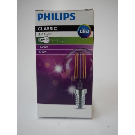 Ampoule LED 4.3W ronde P45 clair chaud 2700K 470lm culot E14 230V non-dimmable CorePro Filament