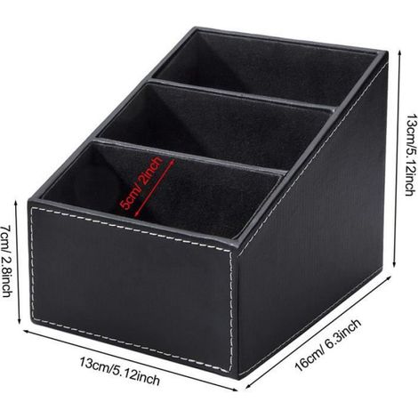 Boîte de Rangement pour Télécommande - Noir - Cuir PU - 3 Compartiments - Organisateur élégant (1/4)