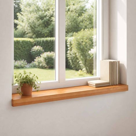 vidaXL Window Sills 2 pcs Light Brown 90 x 15 x 2 cm Solid Beech Wood (1/5)