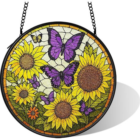 Vitrail suspendu pour décoration élégante, diamètre: 15 cm (1/5)