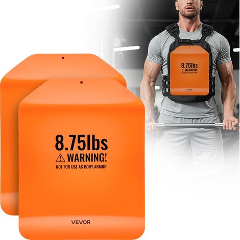 VEVOR Plaque pour Gilet Leste, Plaques de Lestage Incurvees 2PCs Total 8,05 kg, pour Course Jogging Randonnee Entrainement Croise Fitness Musculation, Poids pour Veste Lestee en Acier, Pas de Gilet (1/5)