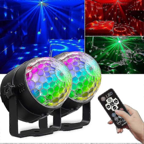[Lot de 2] Boule disco lumineuse pour soirée, lumières DJ activées par le son, avec télécommande, lampe stroboscopique RGB USB, 7 modes, projecteur LED PAR pour la scène, la maison ou la chambre.