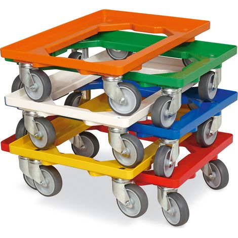 BRB Lot de 6 trottinettes de transport pour conteneurs 600 x 400 mm, capacité de charge 250 kg, coloré (1/3)
