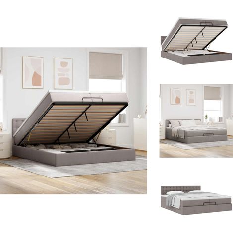 Cadre de lit ottoman avec matelas taupe 200x200 cm tissu - Cadre De Lit Ottoman - Cadres De Lit Ottoman - Cadre De Lit - Cadre De Lit Avec Rangement (1/5)