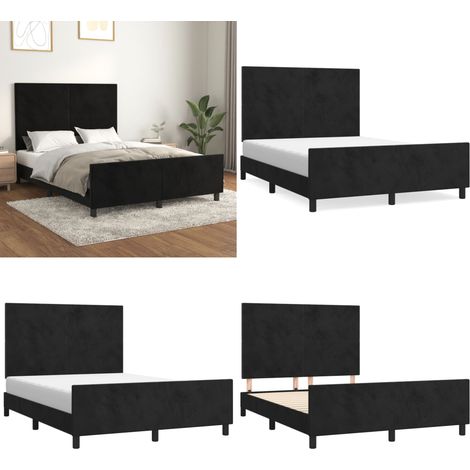 Bettgestell ohne Matratze Schwarz 140x200 cm Samt - Samtbettwäsche - Bettsofa - Boxspringbett - Doppelbett - Hochbett - Home & Living